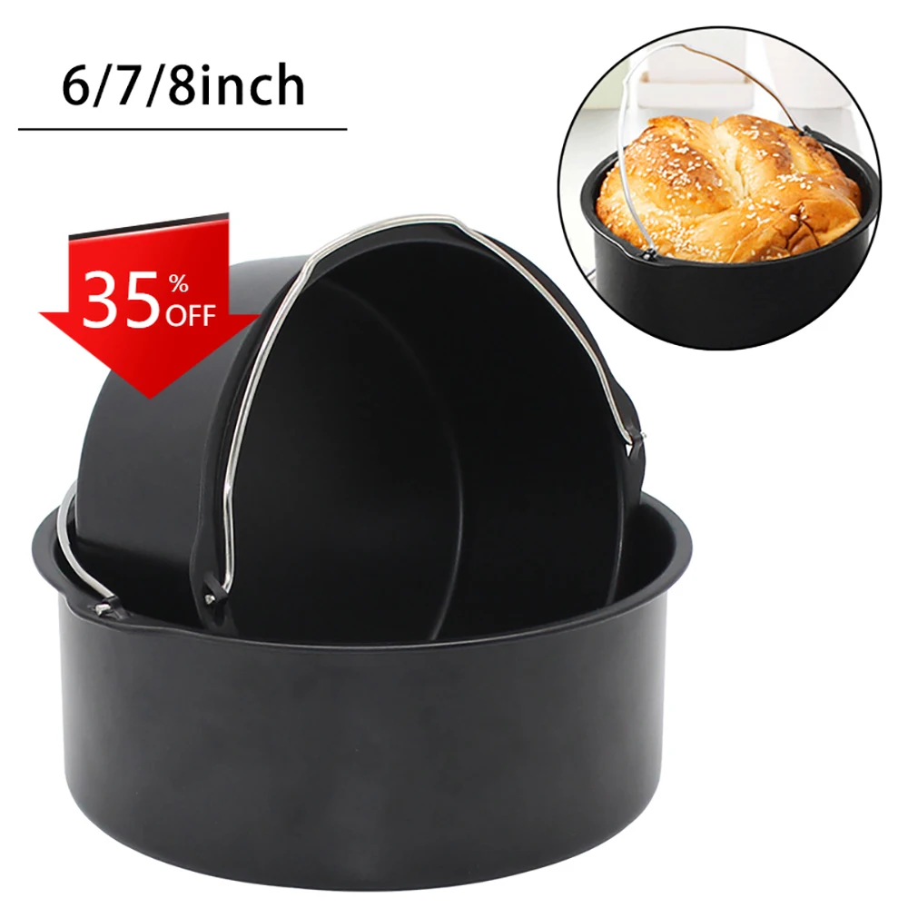 

6/7/8Inch Round Baking Mold Air Fryer Basket Tray Cake Mould Non Stick Pan Carbon Steel + Non-stick Coating Bakeware Cake Tools