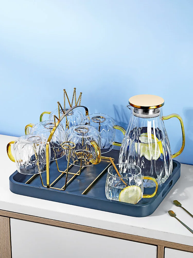 

Glass cup living room hospitality household kettle set high temperature resistant light luxury high sense water cup drinking tea