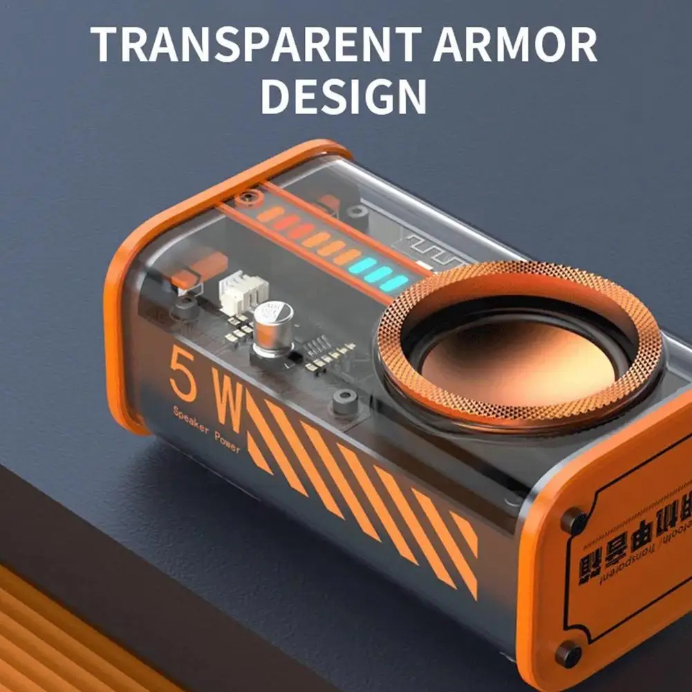 Фото K07 прозрачный Mecha беспроводной Bluetooth-динамик, звук, музыка, громкая связь, сабвуфер, стерео, Cyberpunk TWS, ритм звонков, светильник Ce I8H7 №1