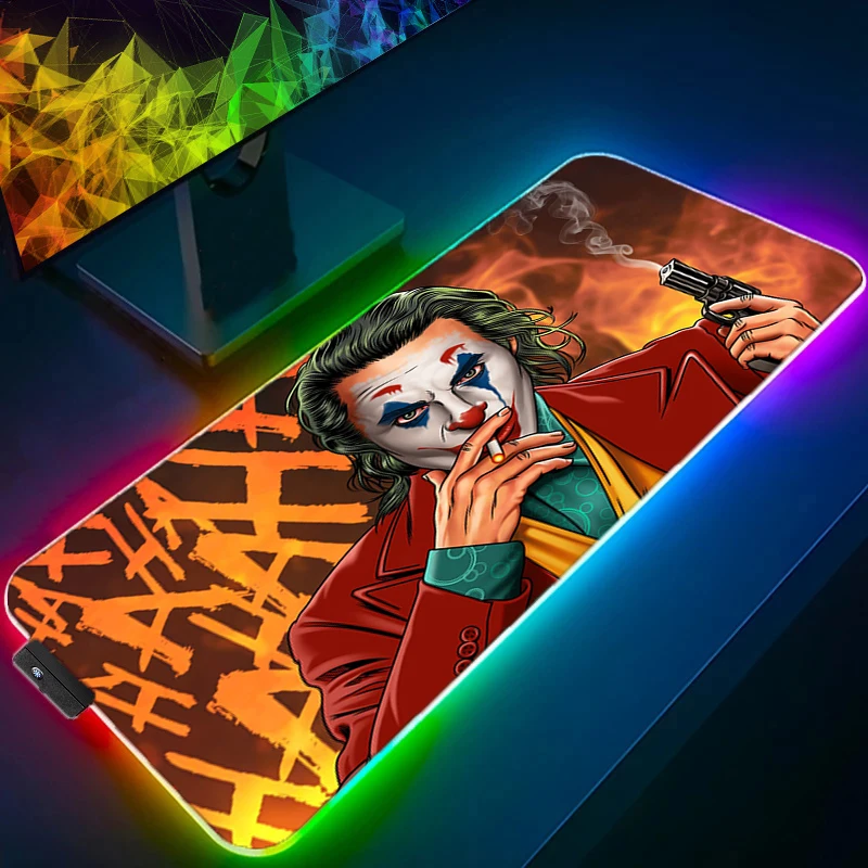 

Joker Gaming Mouse Pad Gamer RGB LED Carpet Mousepad Desk Mat Pc Mats Keyboard Large Mice Keyboards Computer Peripherals Office