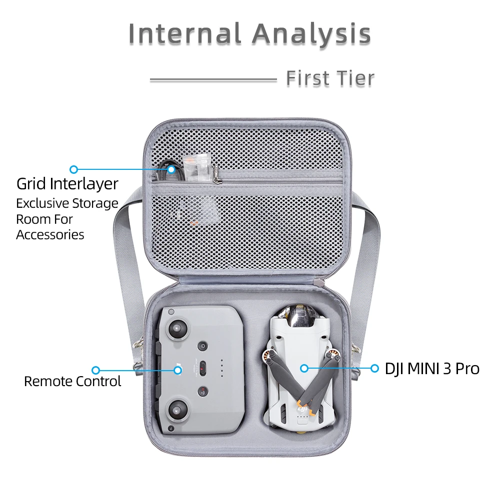 

new DJI mini 3 pro storage bag gray all-in-one box with shoulder strap carrying bag travel shoulder bag waterproof shockproof