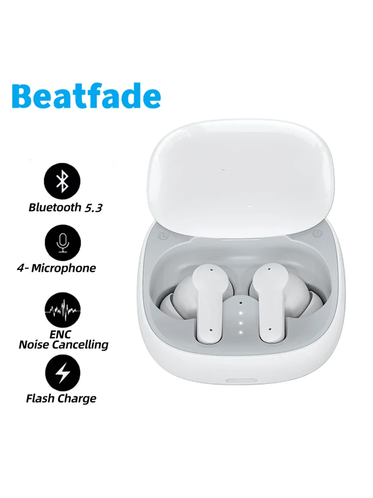 

True Wireless Earphone Bluetooth 5.3 HD Call 4-mics ENC Headphone Noise Canceling Gaming Sport HiFi Earbuds Long Standby Touch