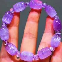 natural purple kunzite quartz clear beads bracelet 14 6x9 5mm cat eye rare women men kunzite rare powerful energy aaaaaa