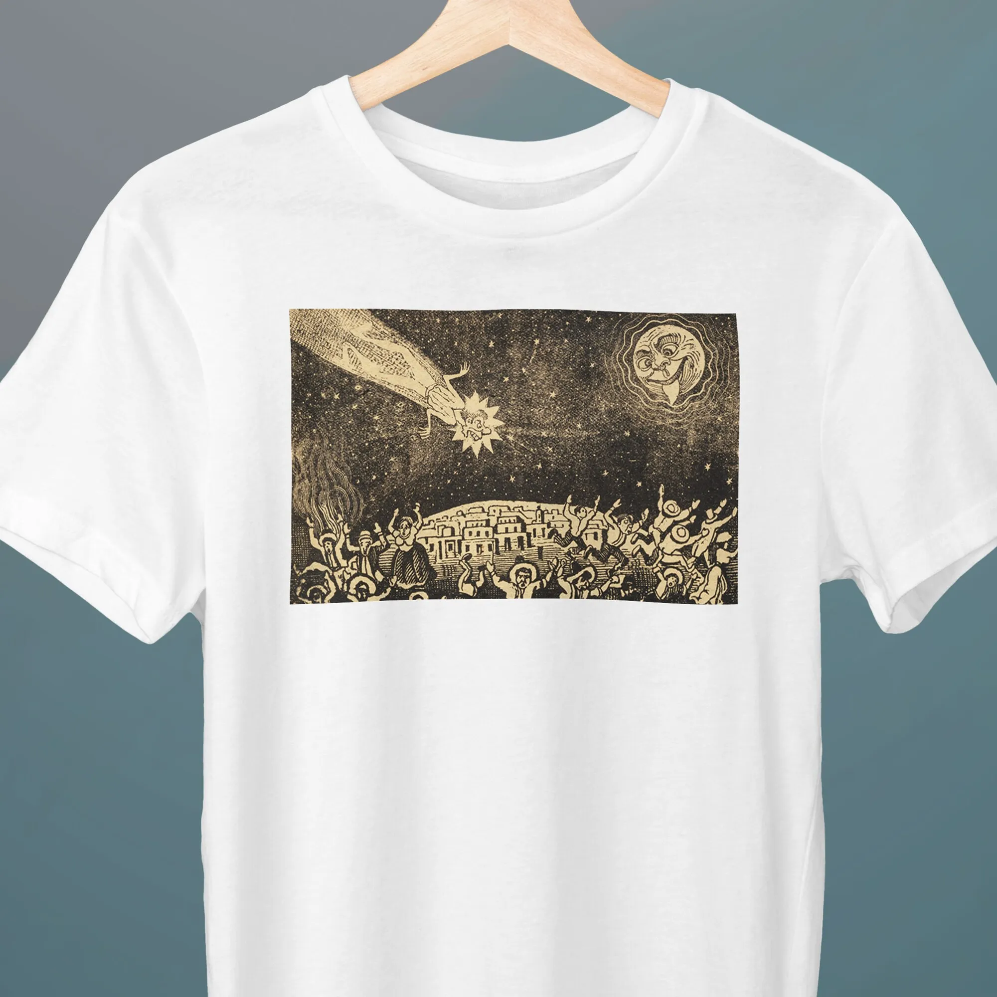 Футболка унисекс с надписью «The Comet Marking the Centennial of National», «Хосе Гуадалупе», художественная футболка Футболка унисекс с надписью «The Comet Marking the Centennial of National», «Хосе Гуадалупе», художественная футболка