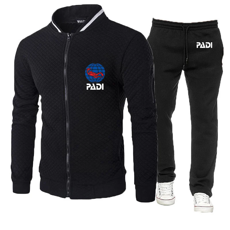 

Scuba driver Padi Logo 2021 New Printing Jackets Sport Suits Male Hoodies Motorcycle Fitness Zipper sweater Sweatpant Set