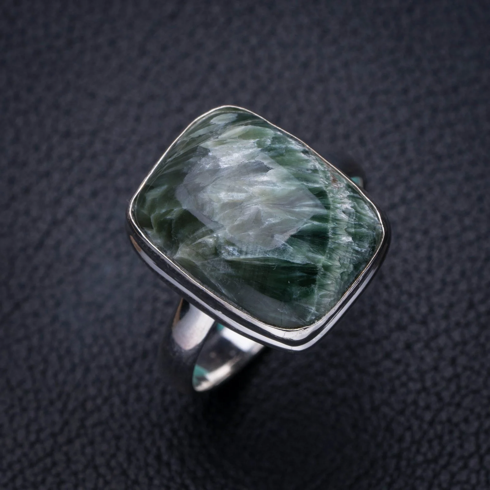 

StarGems Natural Seraphinite Handmade 925 Sterling Silver Ring 11.5 E8899