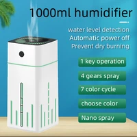 portable mini humidifier 1000ml small cool mist usb humidifier for baby bedroom travel office home 2 fog modes 7 color lights