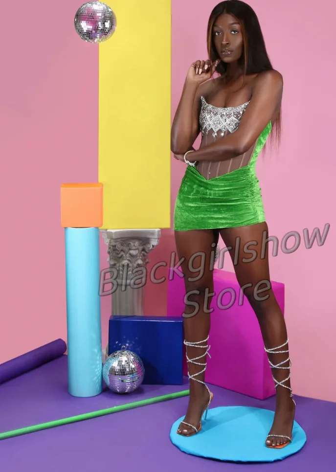 Роскошное зеленое мини коктейльное платье 2024 для женщин сексуальное Тюлевое