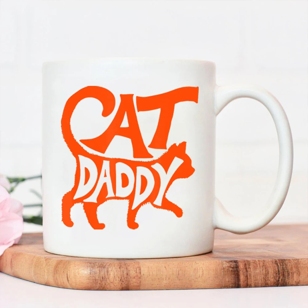

Best Cat Dad Ever Funny Cat Daddy Father Day Coffee Cups Vintage Milk Cups Water Cup Gift Idea Ceramic Mug Big Juice Mugs