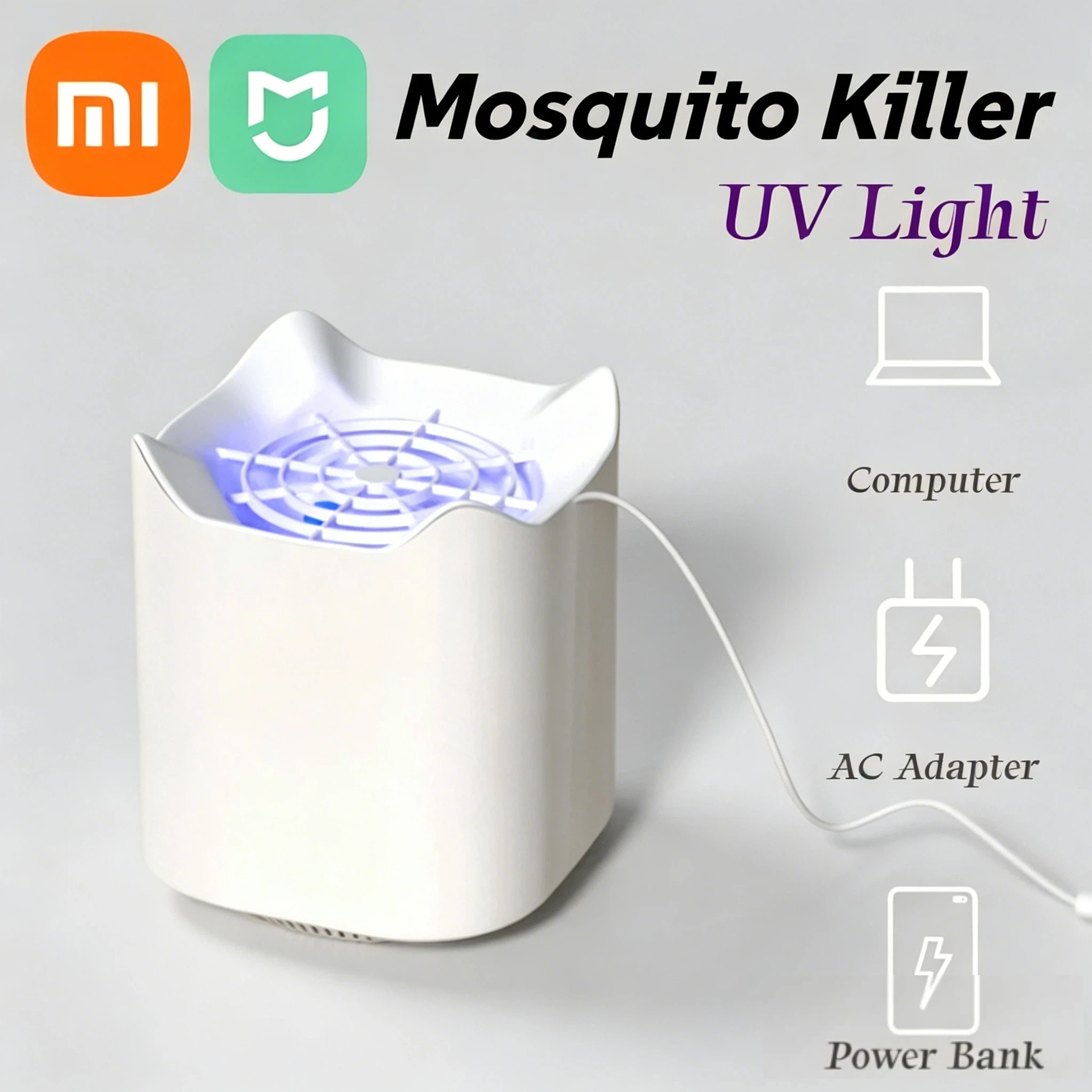 Фото Электрическая ловушка для комаров Xiaomi MIJIA с УФ-лампой, USB, бесшумная, для дома, спальни, кемпинга, от комаров и мух №1