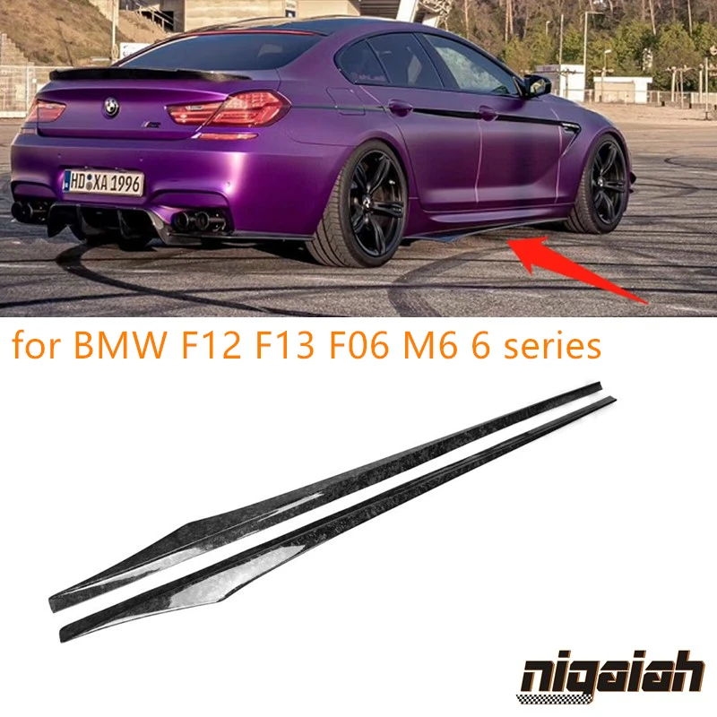 

V Style Forged Carbon Fiber Side Skirts Extensions Lip For BMW 6 Series F12 F13 M6 F06 Tuning 2011 Up