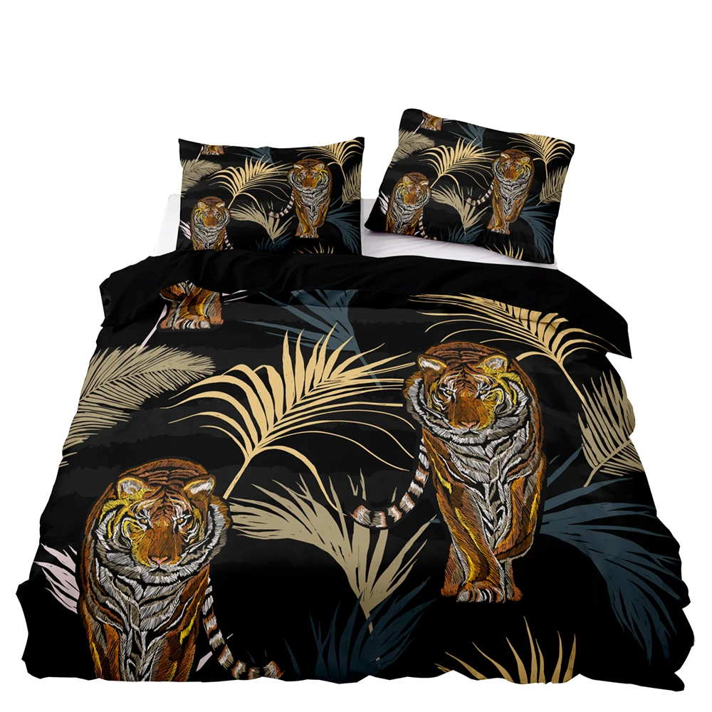 Комплект светлого и темного постельного белья простой в уходе пододеяльник с