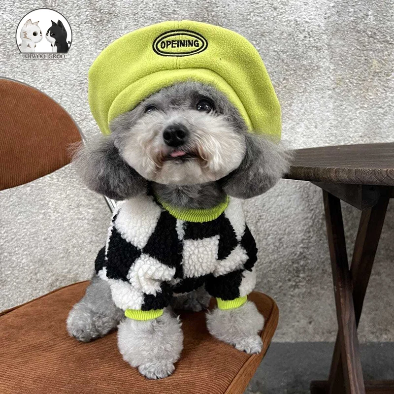 

Свитера для собак, одежда для маленьких собак, теплая зимняя одежда для домашних животных, милая решетка для девочек, шнаузер, пудель, котено...