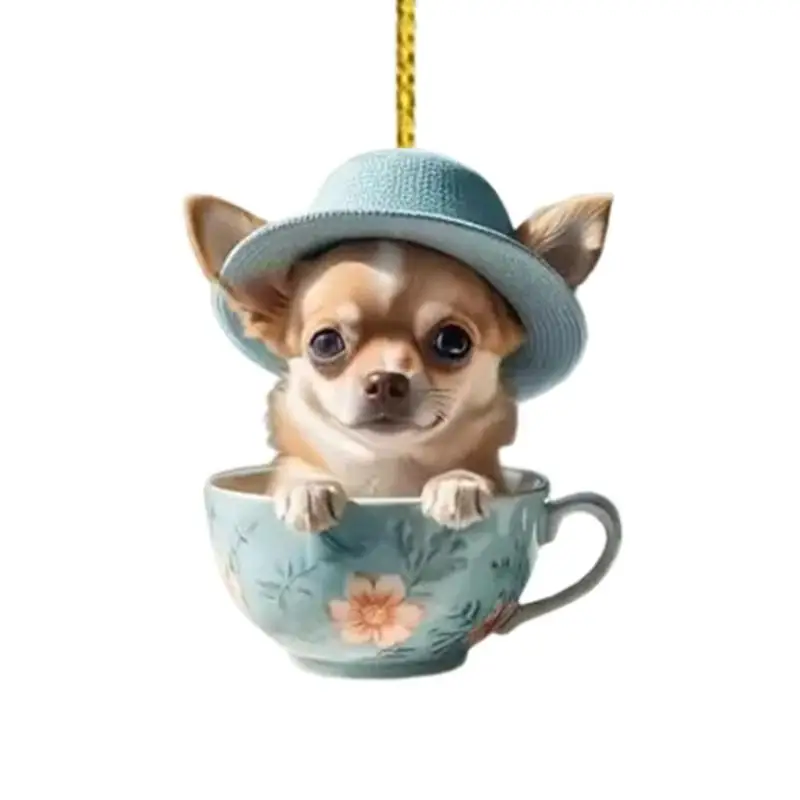 

Автомобильная подвеска в виде собаки для зеркала заднего вида Автомобильное зеркало заднего вида декор с чашкой дизайн плоское акриловое Автомобильное зеркало заднего вида Декор Милая машина