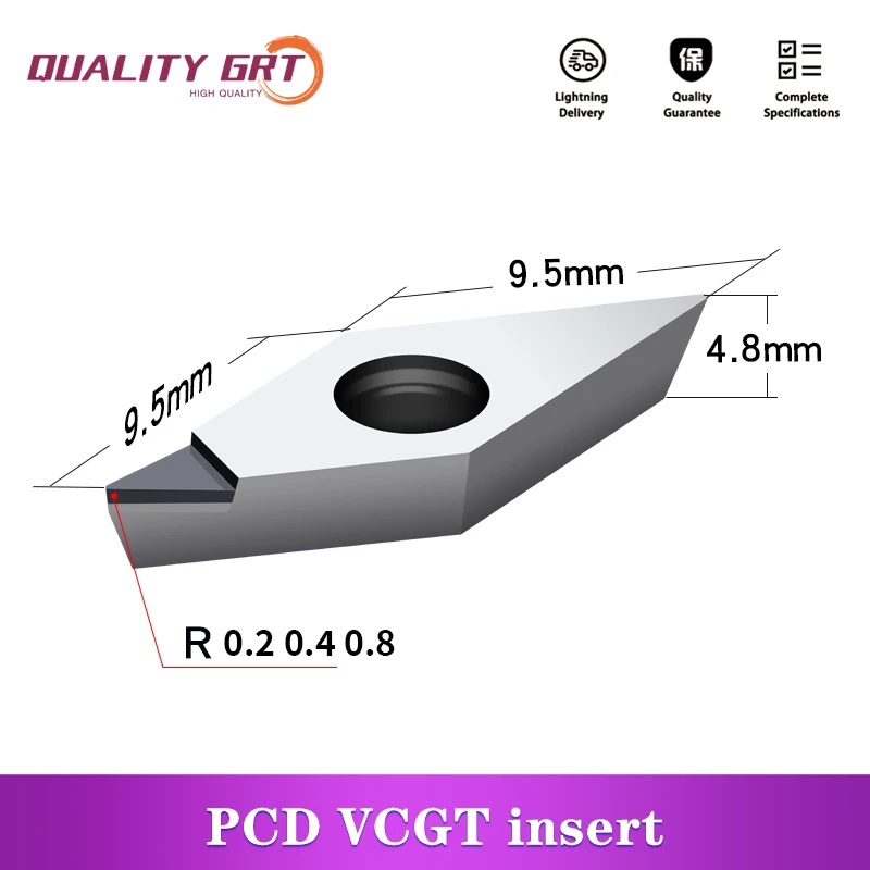 

Q.Grt VCGT160402 VCGT160404 VCGT160408 Diamond Insert VCGT PCD Aluminum Alloy End Mill Tool CNC Carbide CBN Turning Lathe