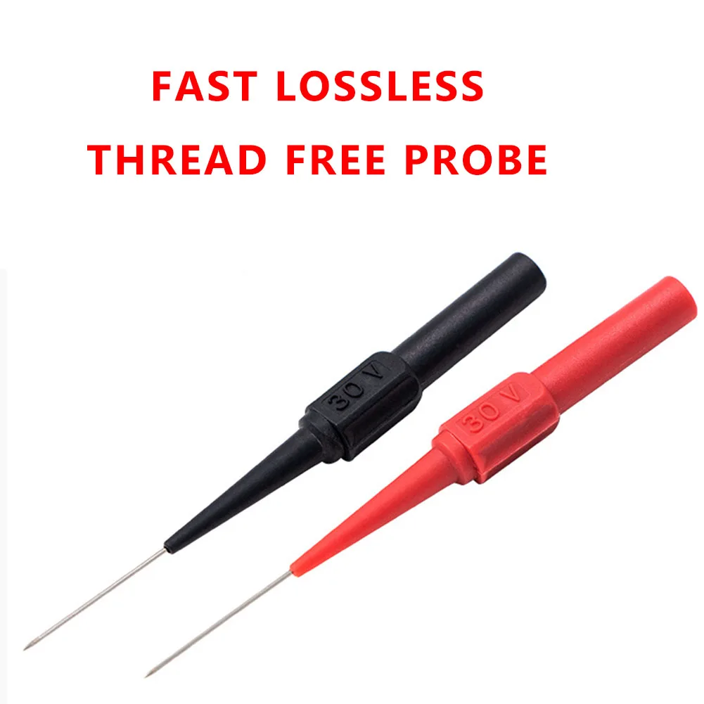 

2pcs Insulation Piercing Needle Non-destructive Multimeter Test Probes Red/Black 30V For Banana Plug
