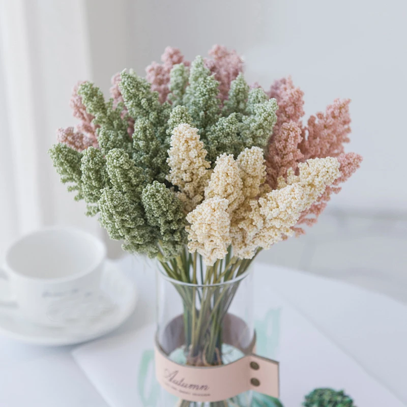 

6 Pieces Foam Lavender Bouquet Bride Cheap Artificial Flowers Vase for Home Decor Wedding Decorative Flowers Wreaths Fake Plants