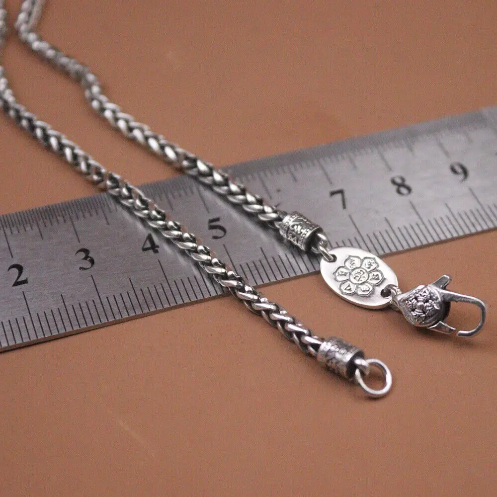 Настоящая кожа серебряное ожерелье 3 мм цепочка из звеньев пшеницы прочная