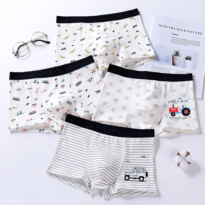 

4PCS/L Autobots Children Underwear Cartoon boys' Flat Pants Pure Cotton Combed Small children's Shorts