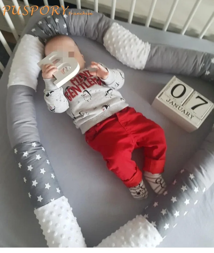 

Детское постельное белье, хлопковая комфортная прошивка, Противоударная кровать, Детские бамперы, съемные моющиеся поручни для сна младенц...