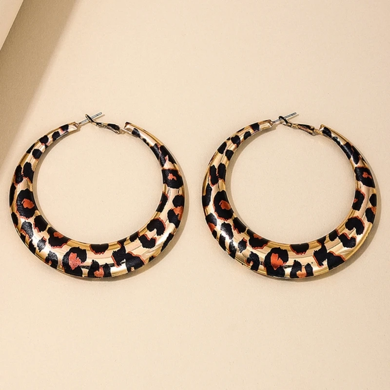 Современные леопардовые круглые серьги-пусеты универсальные для повседневного