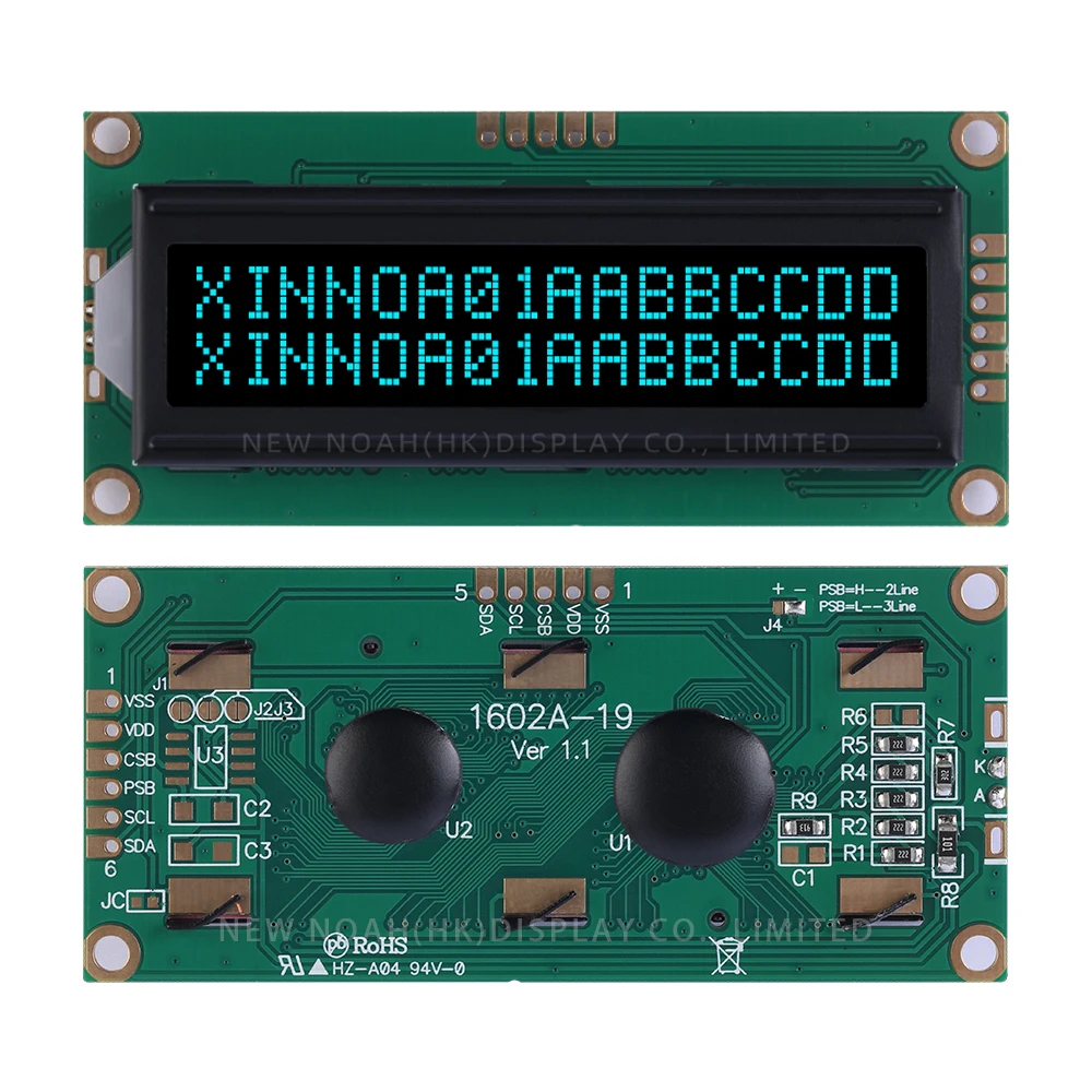 BTN черная пленка Ice Blue 1602A-19 символьный ЖК-модуль 02X16 LCD 16*2 16X2 6 PIN 80*36 мм IIC экран