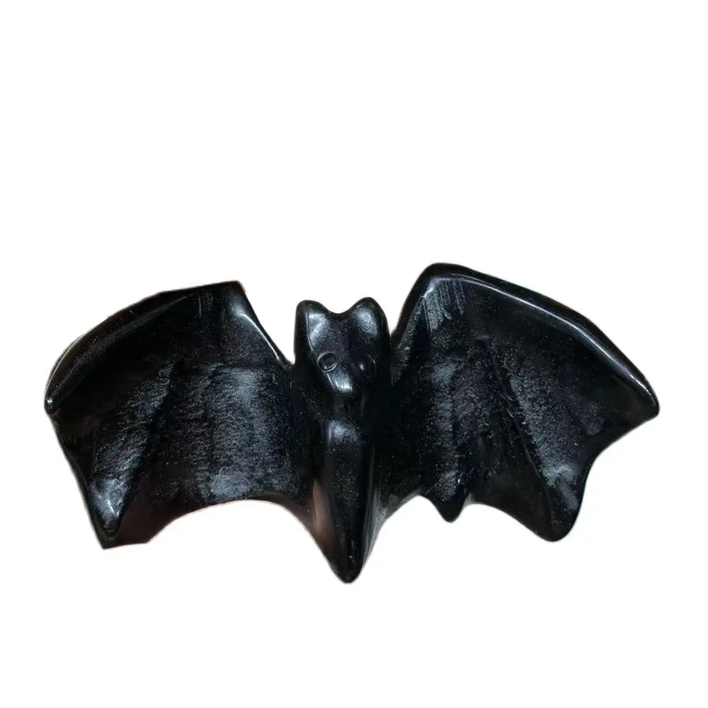 

Хэллоуин Природный резной обсидиан летучая мышь статуя кристаллы Камни фэн-шуй Исцеление Рейки подарок для Хэллоуина вечевечерние НКИ Diy д...