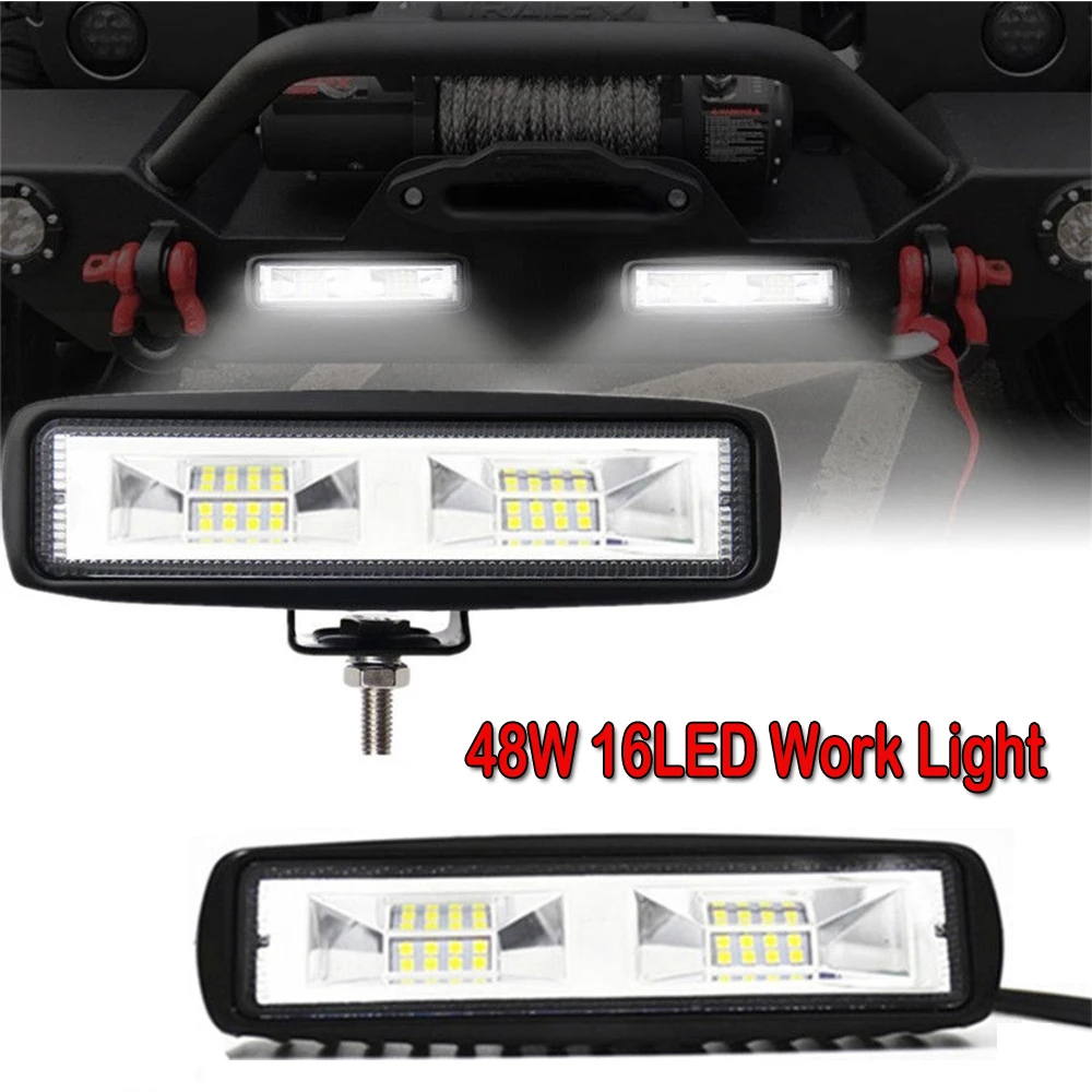 

16 LED Headlights 12-24V For Auto Motorcycle Truck Boat Tractor Trailer Offroad Working Light 36W LED Work Light Spotlight