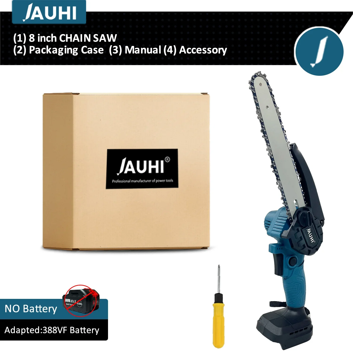 

Бесщеточная цепная пила JAUHI 8 дюймов для аккумулятора Makita