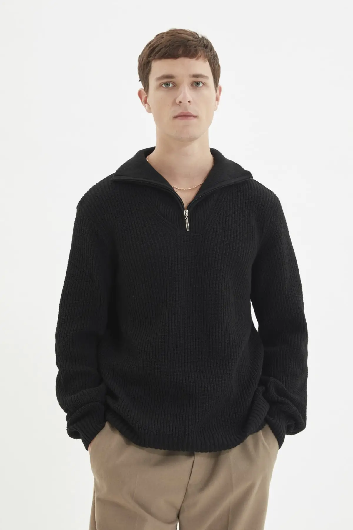 

Trendyol Male Regular Zipper Fishing Knitwear Sweater TMNAW22KZ0347