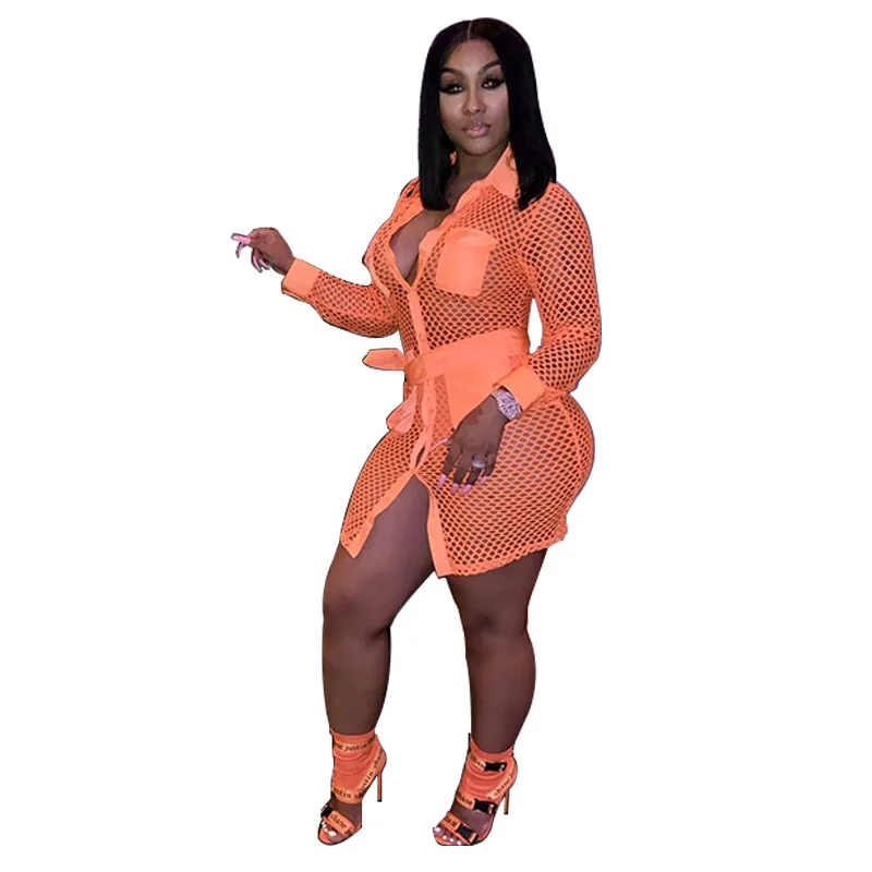 Лето 2022 новинка женское трикотажное Сетчатое ажурное мини-платье Oluolin пикантное