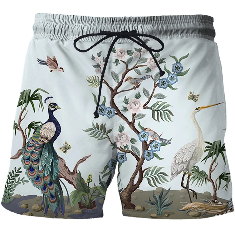 

Marca dos homens verão praia board shorts praia boxer trunks 2022 pavão impressão 3d boardshorts masculino casual curto bermudas