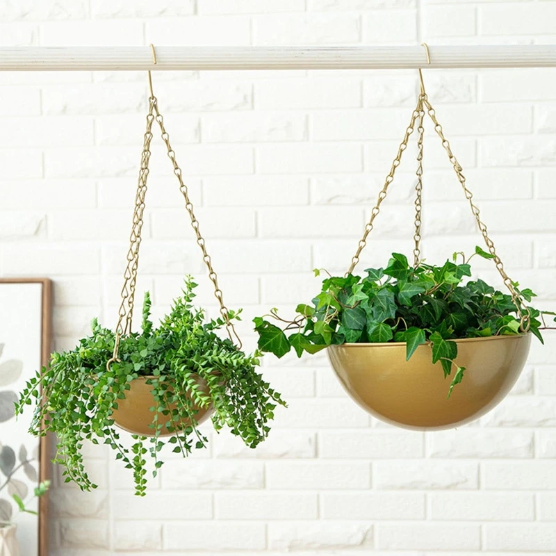 

Wrought Iron Hanging Flower Pot Wall Mounted Metal Planter Organizer for Home Outdoor Garden Porch Decoration Flowers Basket
