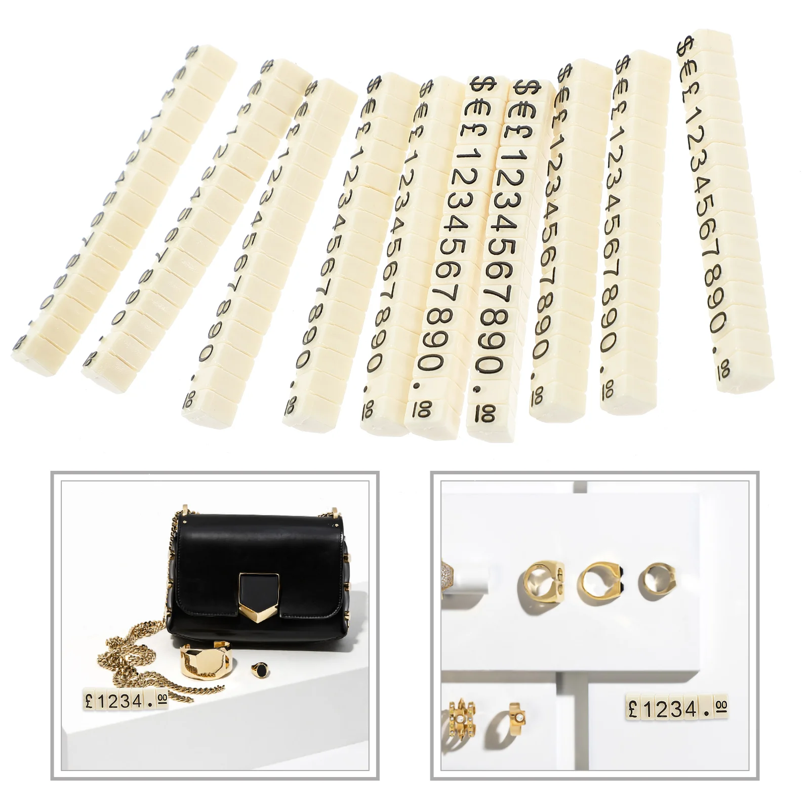 

20 Pcs Price Tag Adjustable Digital Watch Collage Tags Cube Jewelry Plastic Blocks Alphabet Tabs