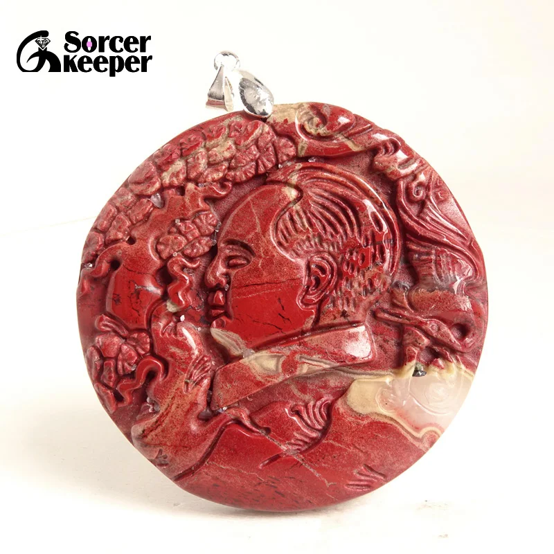 

Ожерелье с подвеской из натуральной яшмы для мужчин и женщин, Ювелирное Украшение с цепочкой на свитер, цвет красный, BG572