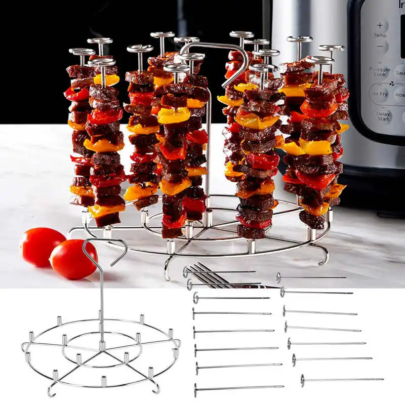 

Fryer Grill Rack 304 Stainless Steel Skewers Stand Set Multifunction Grill Dehydration Rack Fryer Accessories for Pinxia