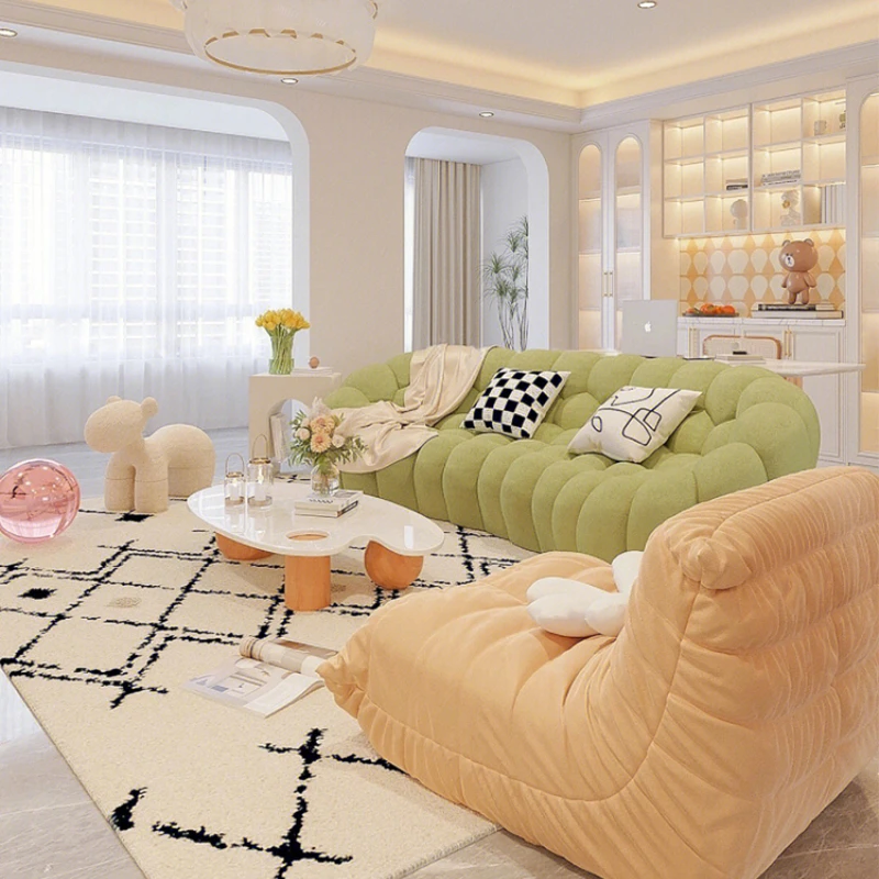 

French Cream Style Fabric Sofa Special-Shaped Net Red Curved Designer Bubble