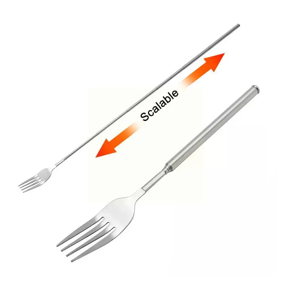 

Retro Fork BBQ Telescopic Extendable Dinner Fruit Dessert Fork Fork Steel Cutlery Long KitchenTableware Stainless B0Q6 Hand R3I2