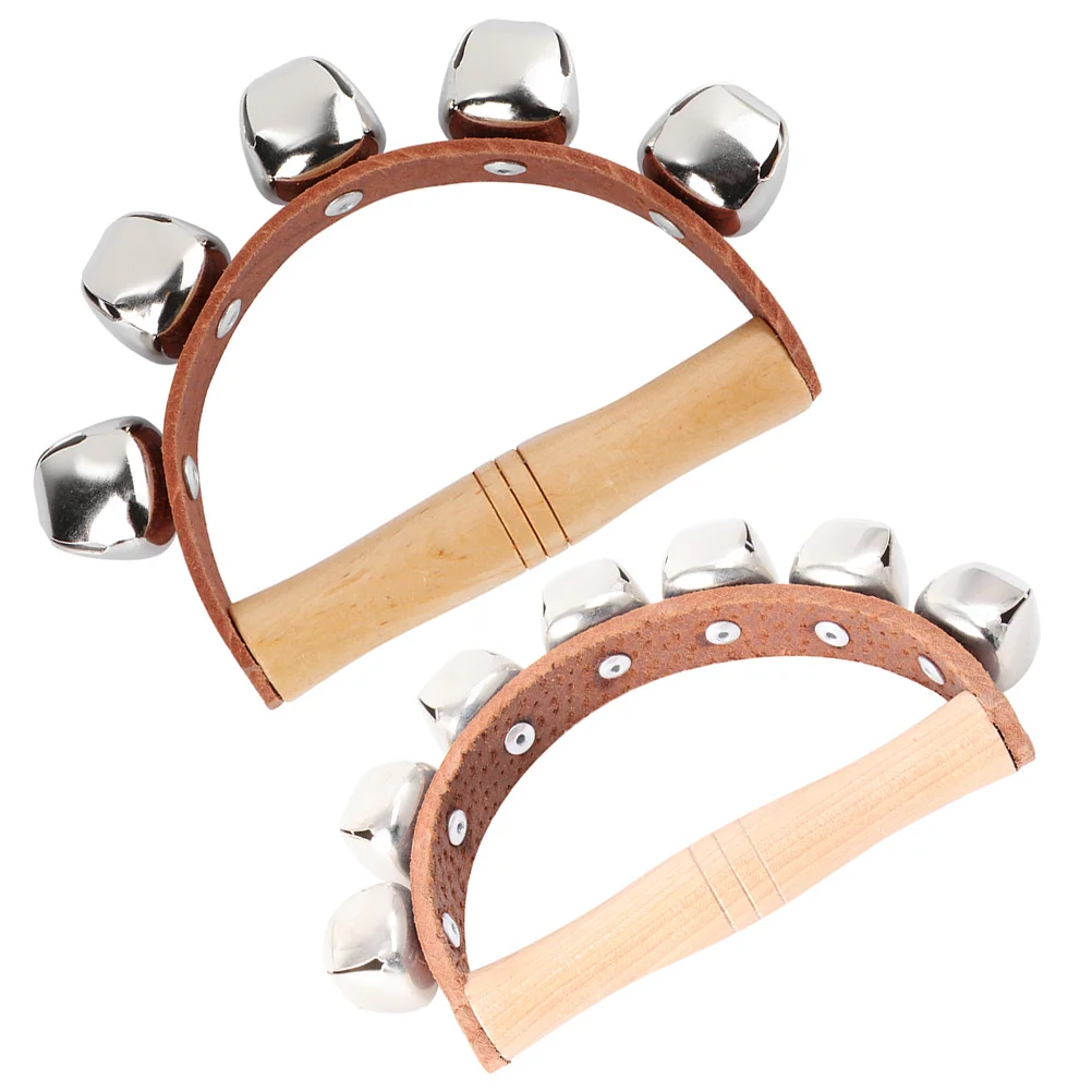 

2 Pcs Music Toys Jingle Bells Instrument Hand Shaking Musical Tambourine Metal Beginners Toddler