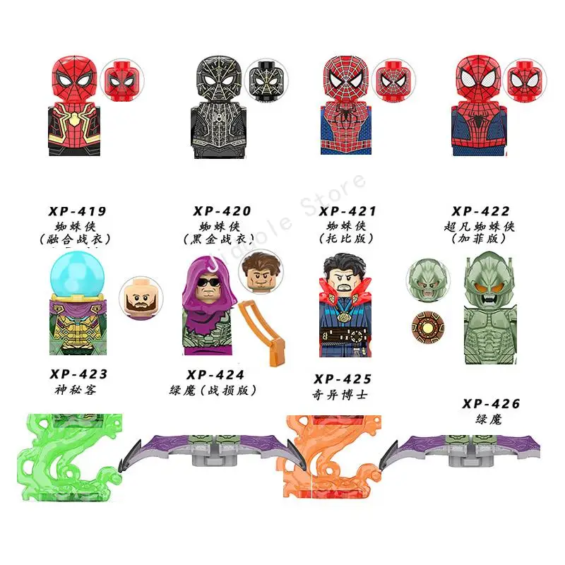 Kt1055 конструктор Супергерои Человек-паук Diy, симулятор тарионика Квентина Бека, детские мини-кирпичи, фигурки героев, игрушки