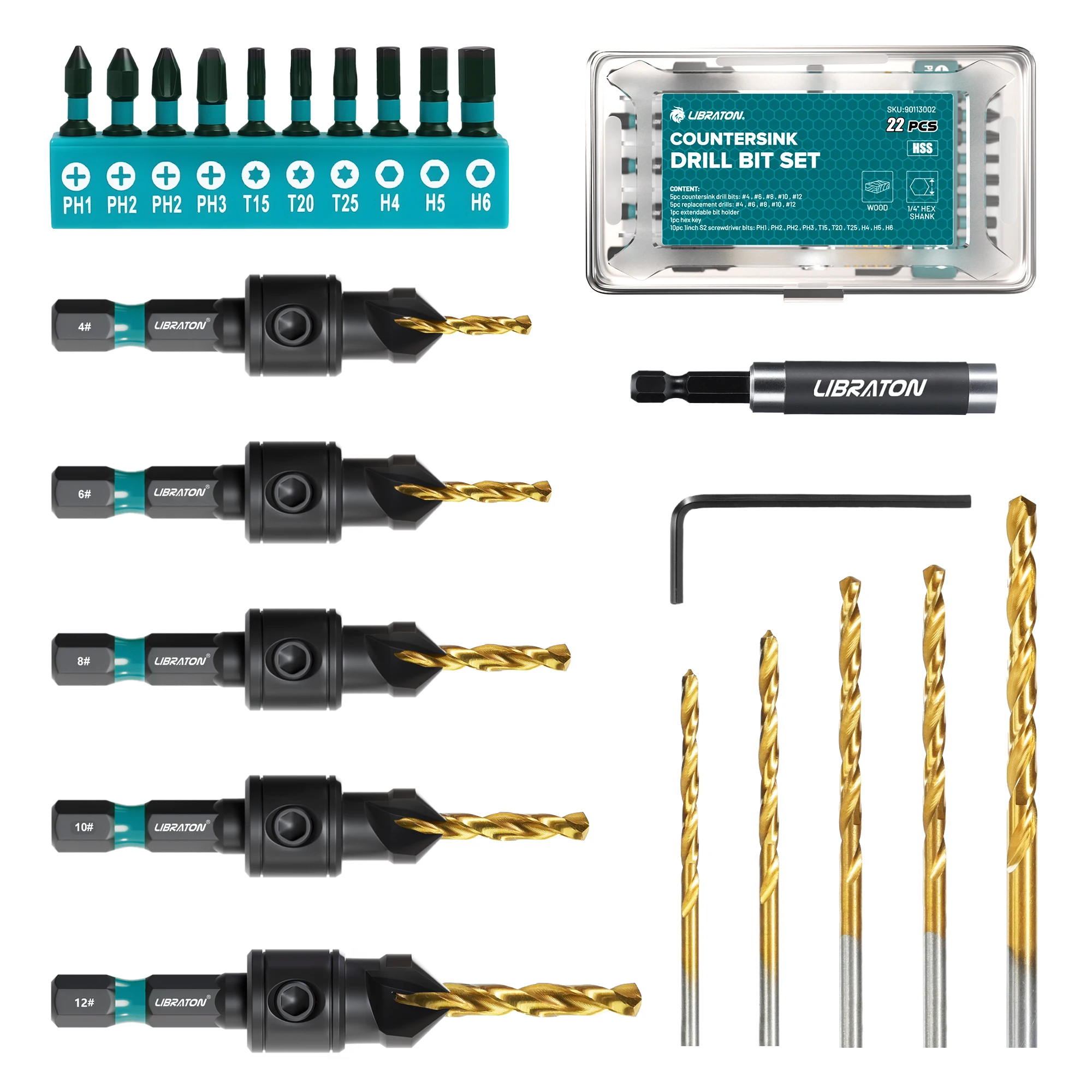 

Набор сверл LIBRATON 22 шт. для деревообработки