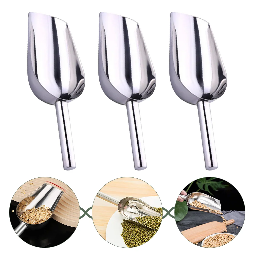 

3pcs Multipurpose Stainless Steel Ice Cube Scoops Food Scoops Flour Scoops