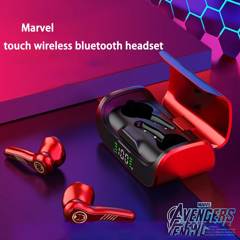 

Marvel Iron Man TWS Bluetooth 5.0 Earphones Charging Box Wireless Headphone Stereo Sports Waterproof Earbuds Headsets With Mic