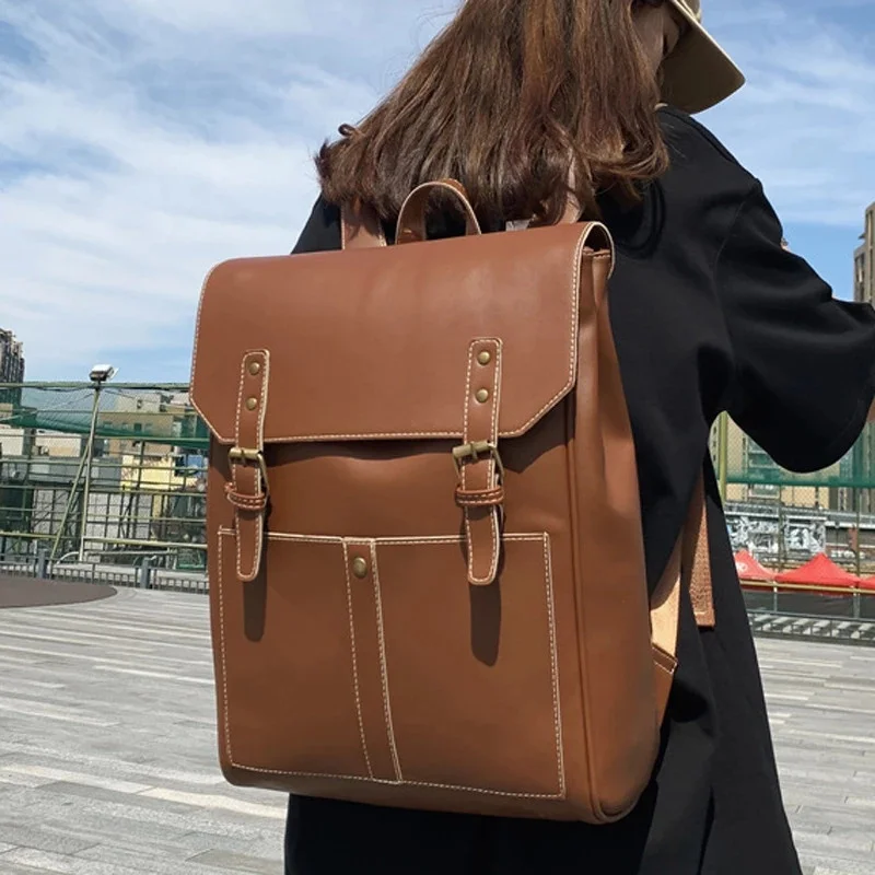 

Vintage Women Backpack High Quality Female Rucksack PU Leather Shoulder Bag Large Capacity School Bag student backpack Mochila