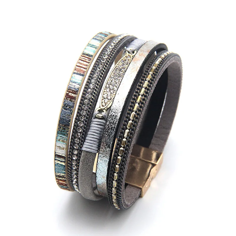 

Vintage Jewelry Multi-Layer Braided Bracelet Bangles Bohemian Ethnic Style Magnetic Classic Women's Yoga Bracelet Bangle