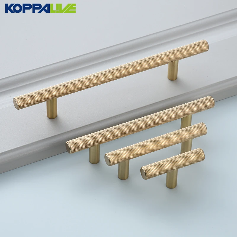 KOPPALIVE золотой накат T бар длинные тяги твердой латуни кухня шкаф двери ручки для мебели спальня шкаф ящики тяги