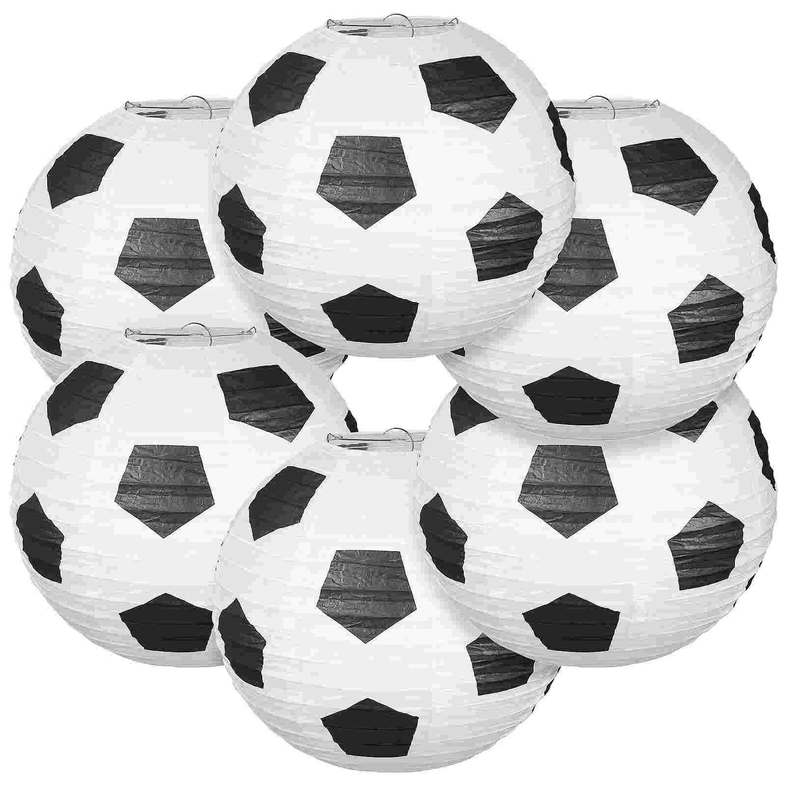 

6 Pcs Mermaid Decorative Paper Lanterns Party Football Decorationss Soccer Football Round Ornament Hanging Gym Decors Decorate