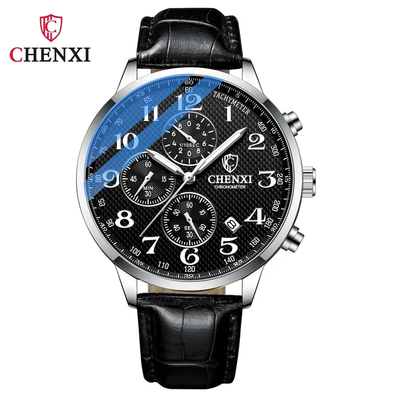 

Fashion Chenxi Top Brand Men's Wrist Watch Arabic Numeral Analog Quartz For Men Sports Chronograph Luminous Hands Reloj Hombre