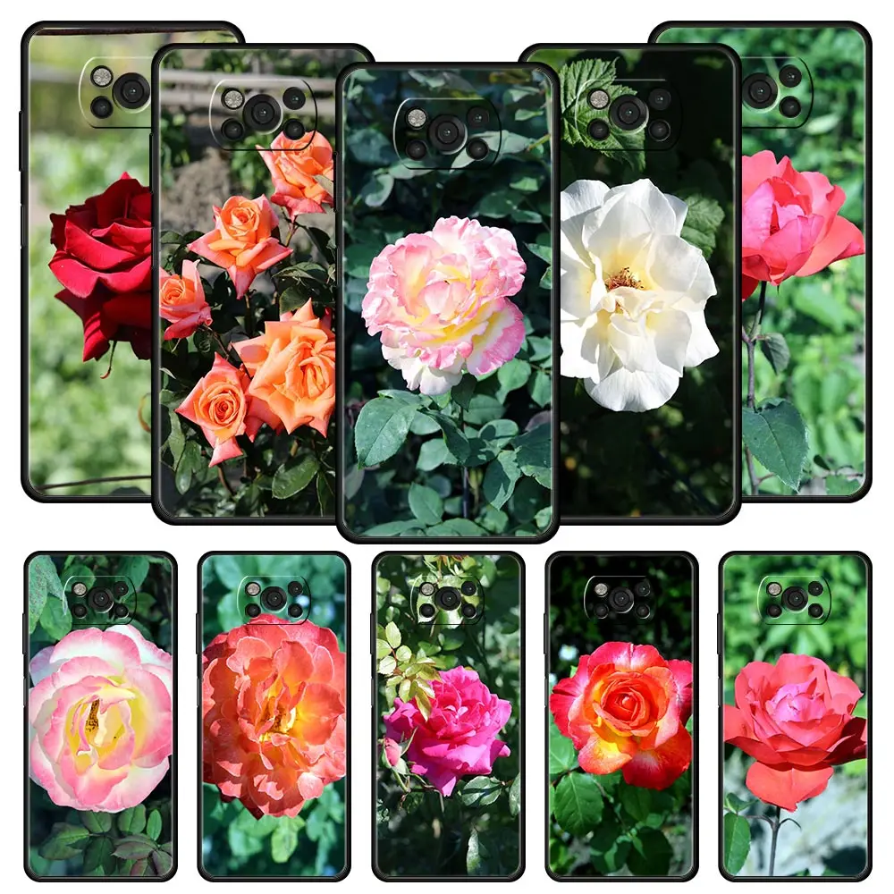 

Rose Flowers Botanic Phone Case For Xiaomi Poco X4 X3 NFC F3 M3 M4 Mi Note 10 12 11 Ultra 11T Pro 10T Lite 9T 11i 11X 5G Cover