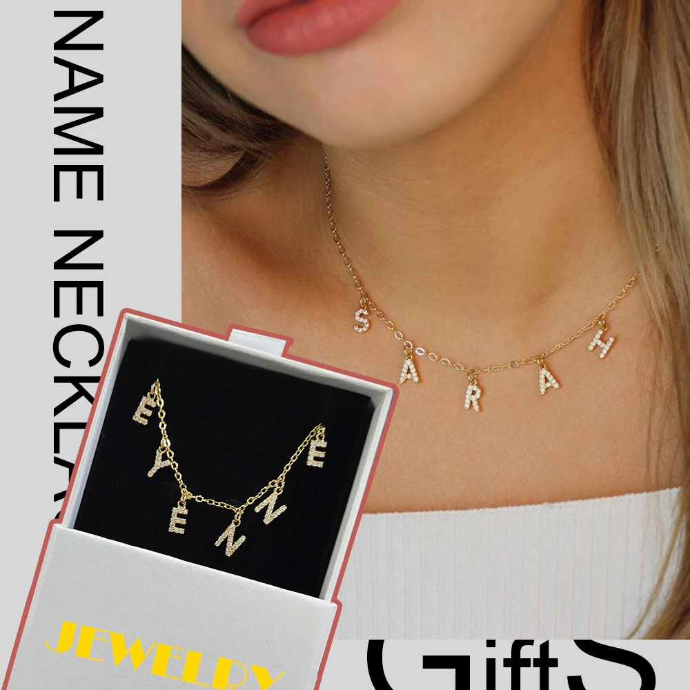 Custom Personalized Name Necklace for Women Initial Letter Pendant Zircon Necklace Stainless Steel Necklace dropshipping Jewelry